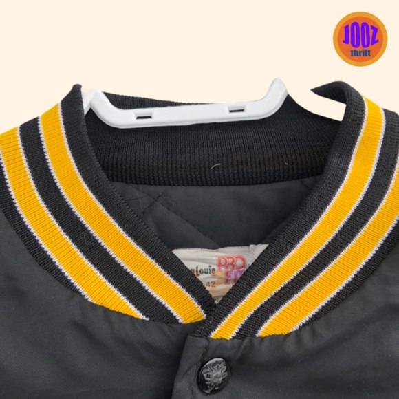 Baggy vest jacket black yellow Y2K vintage style M medium varsity jacket style - Picture 4 of 8